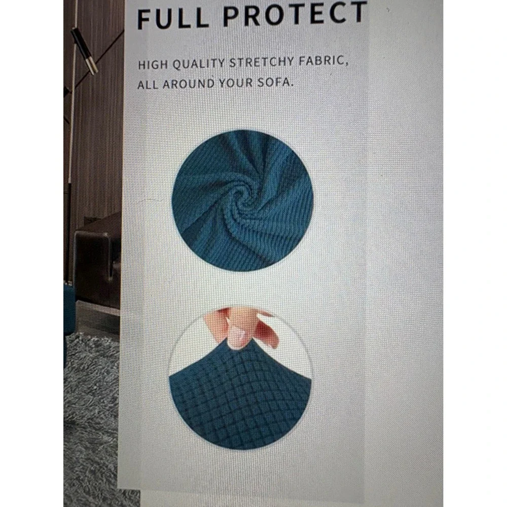 Easy-Going Stretch Wingback Chair Slipcover 2-Piece Jacquard Bluestone Blue Teal